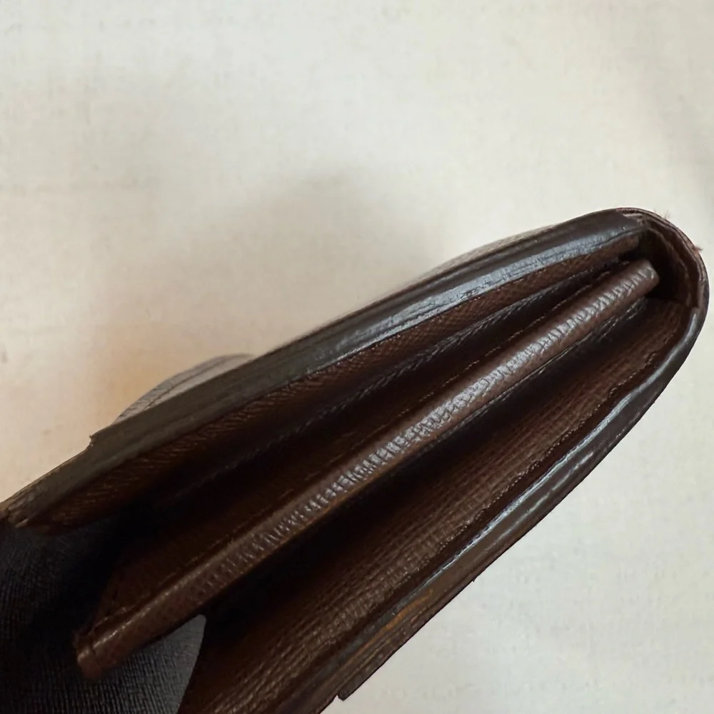 Louis Vuitton Sarah Wallet Damier Ebene Canvas Made in France (Monogrammed A.T.)